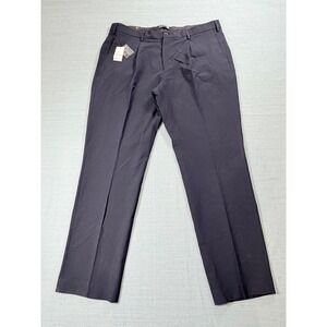 Primark Kem Navy Blue Textured Pleated Trousers Mens W38 L32 Straight Leg Pants